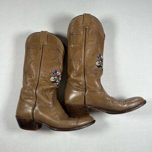 Vintage Nocona Texas Brown Leather Boots Size 9D The Vocal Majority Stitching